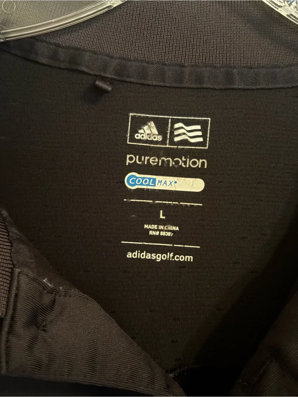 adidas Men's Black Polo with Subtle Gray Stripe